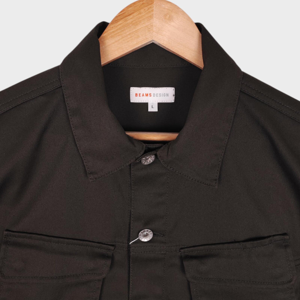 BEAMS Men's Dark Brown Cropped Utility Chore Jacket