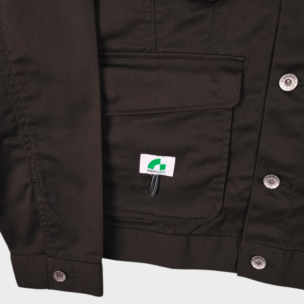 BEAMS Men's Dark Brown Cropped Utility Chore Jacket