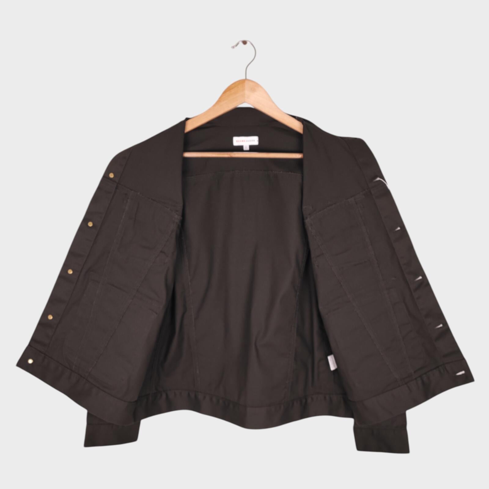 BEAMS Men's Dark Brown Cropped Utility Chore Jacket