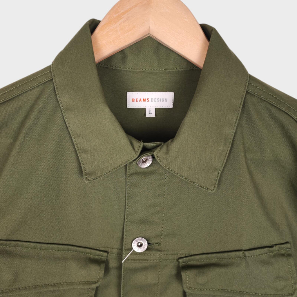 BEAMS Men's Green Cropped Utility Chore Jacket