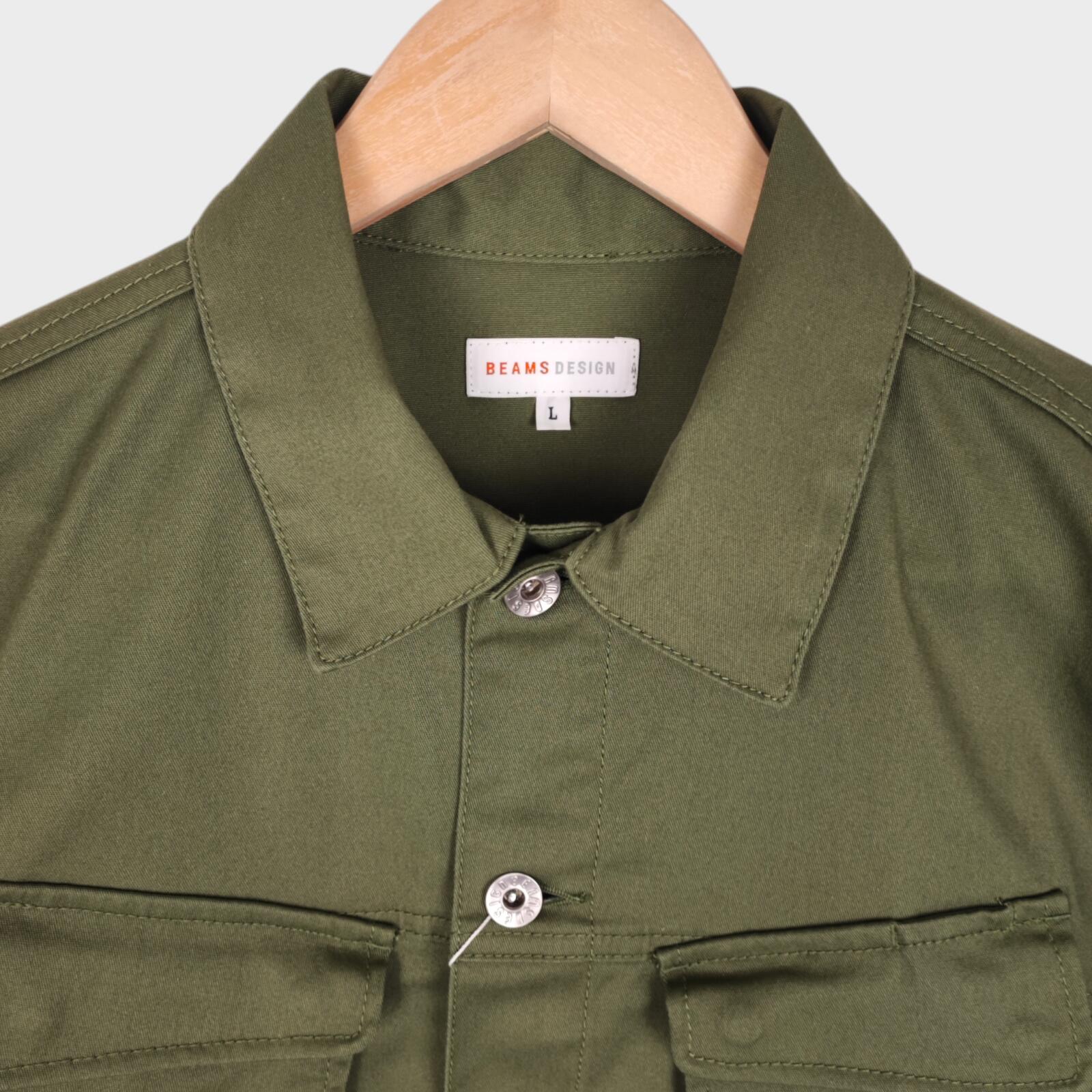 BEAMS Men's Green Cropped Utility Chore Jacket