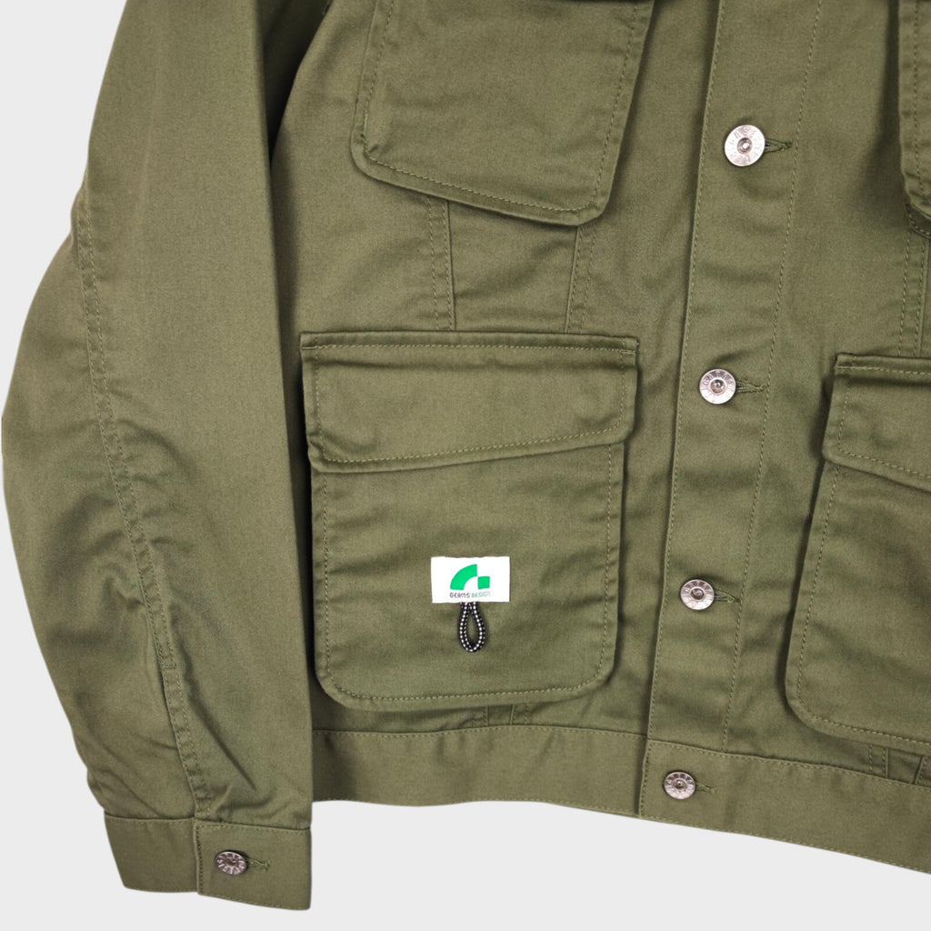 BEAMS Men's Green Cropped Utility Chore Jacket