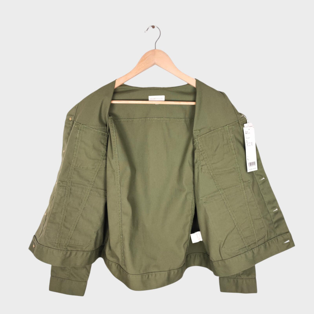 BEAMS Men's Green Cropped Utility Chore Jacket