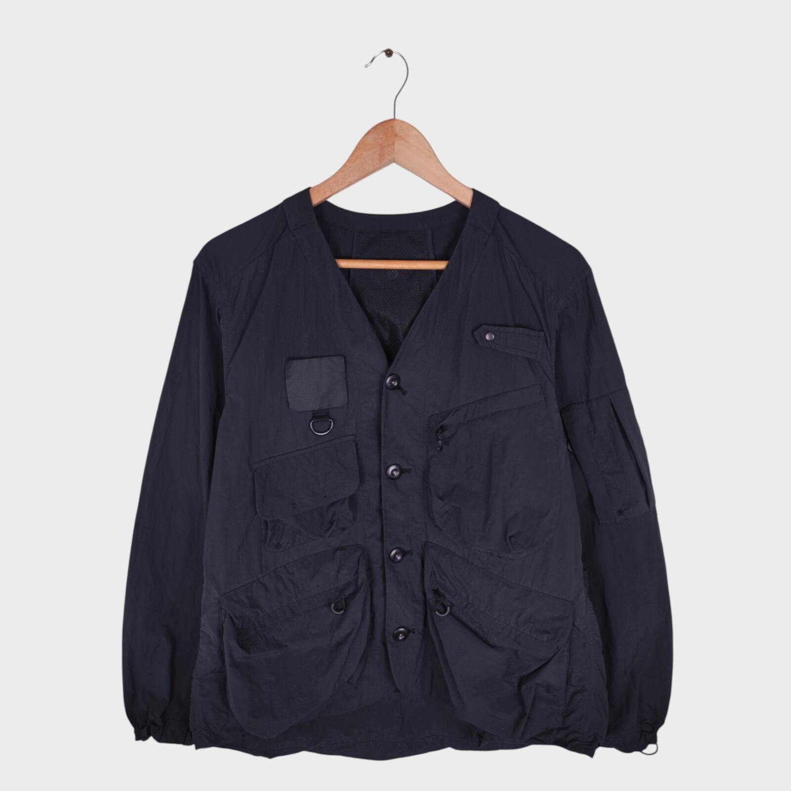 NORBIT BY HIROSHI NOZAWA Men's Navy Blue Nylon Utility Field Parka Jacket
