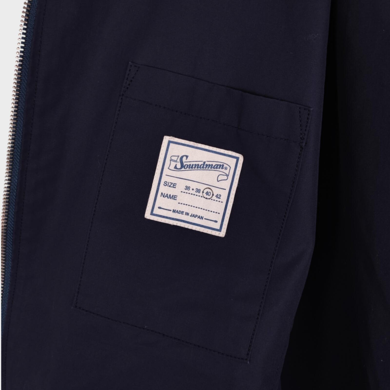 SOUNDMAN Men's Made in Japan Navy Blue Cotton Military Parka Jacket