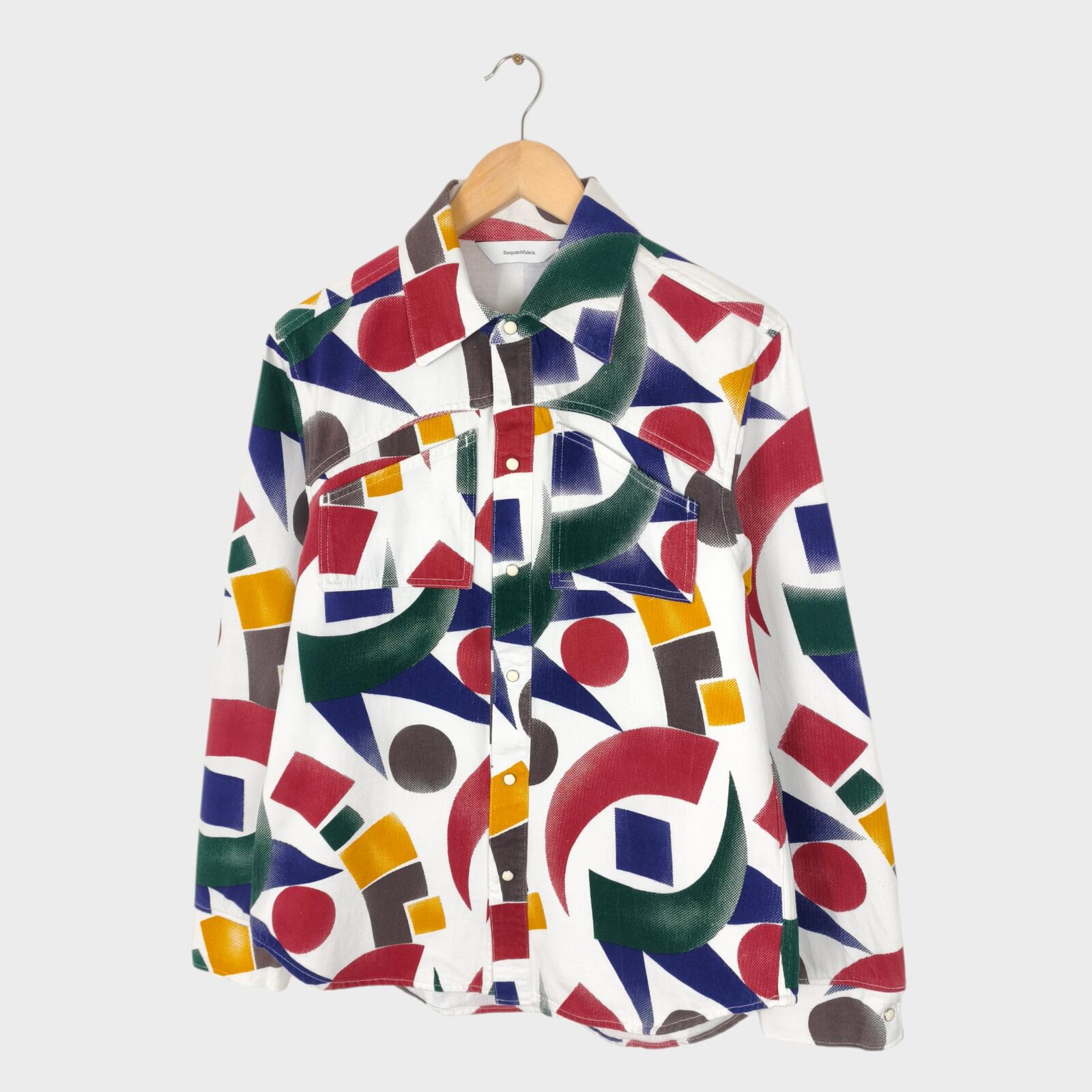 SASQUATCHFABRIX Men's Made in Japan Far East Avant Garde Print Denim Shirt