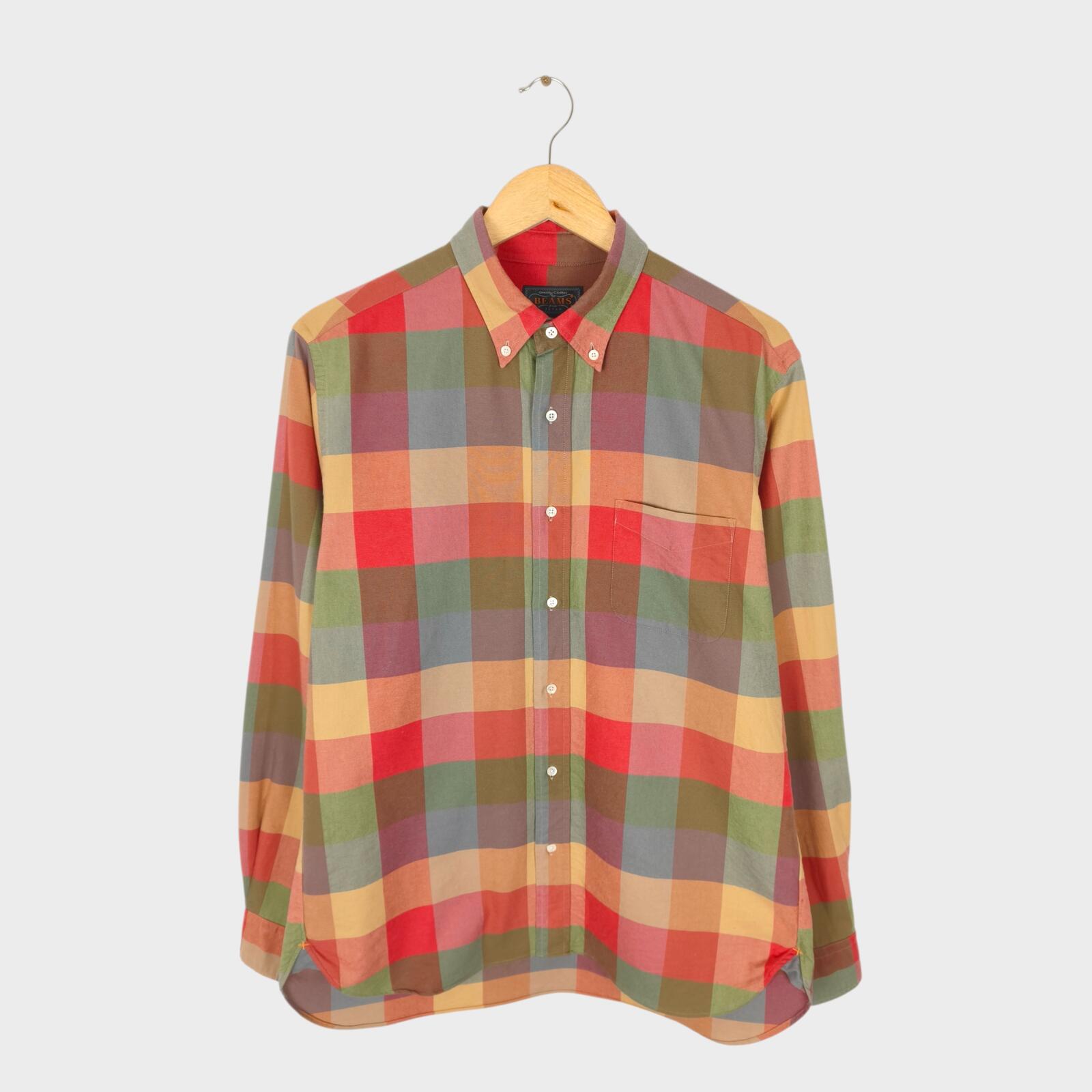 BEAMS PLUS Men's Made in Japan Multicoloured Check Shirt