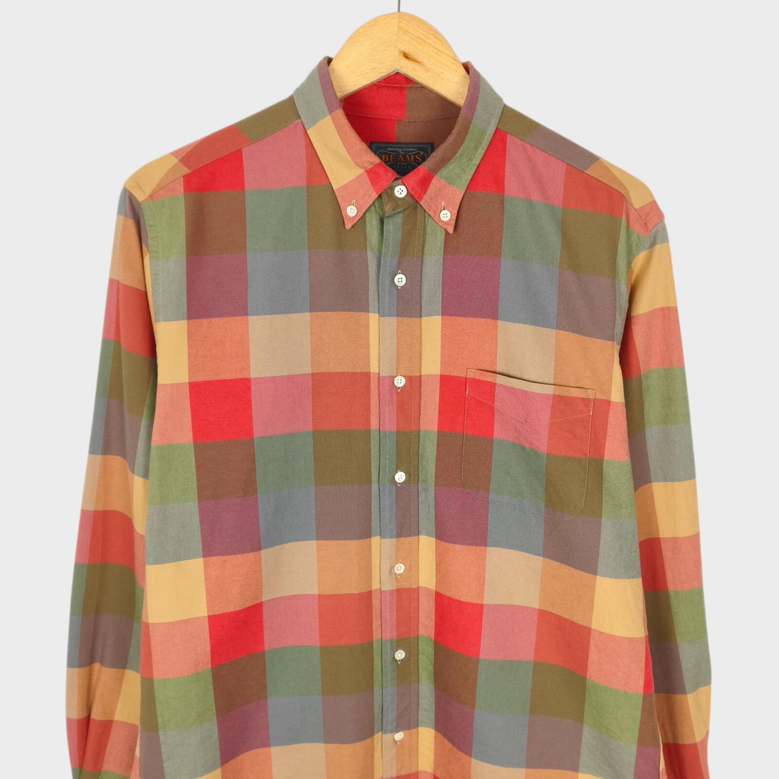 BEAMS PLUS Men's Made in Japan Multicoloured Check Shirt