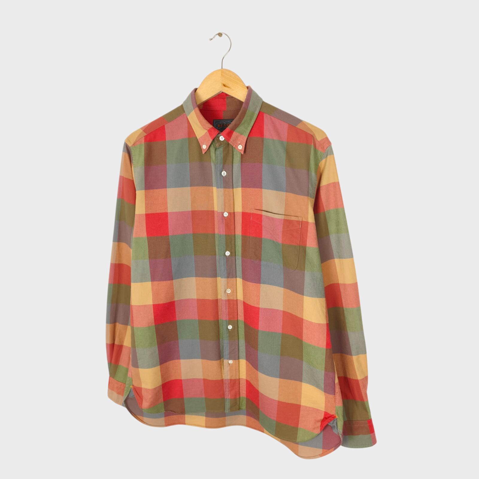 BEAMS PLUS Men's Made in Japan Multicoloured Check Shirt