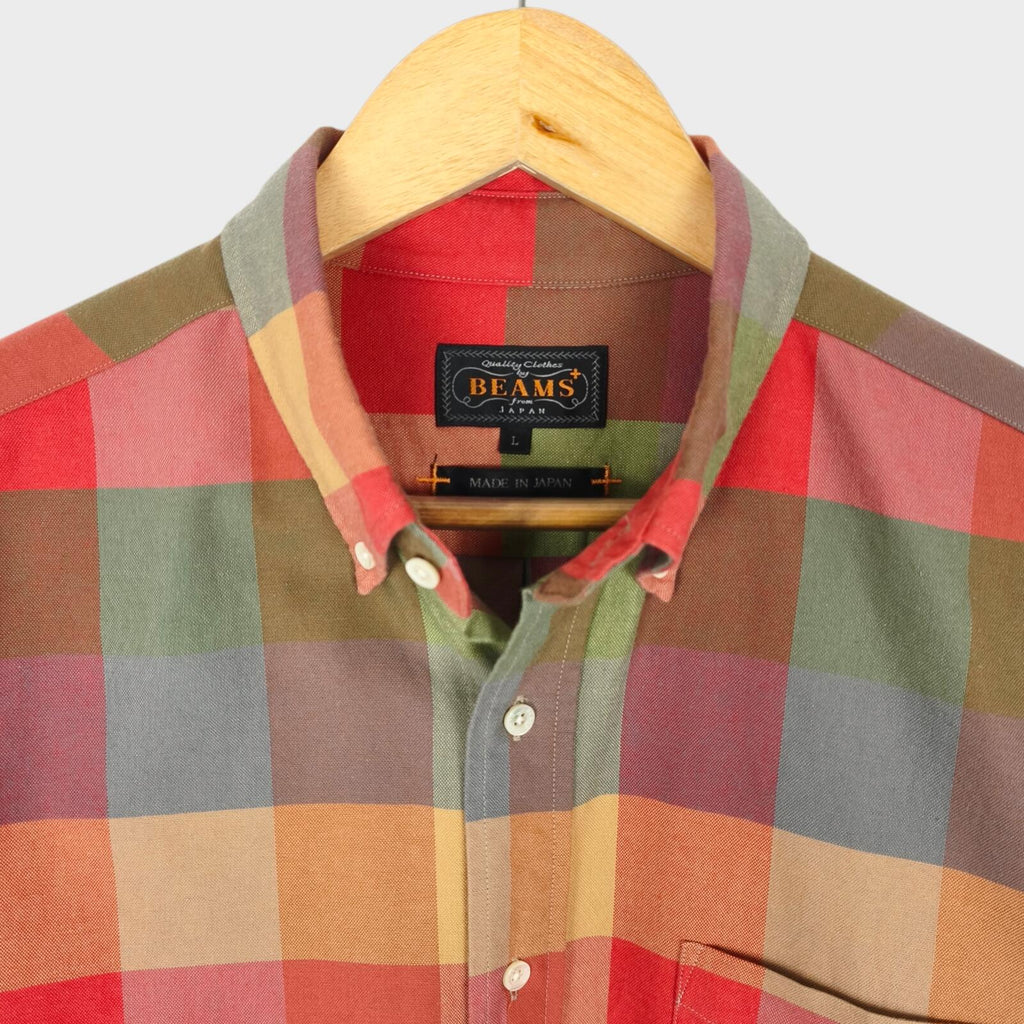 BEAMS PLUS Men's Made in Japan Multicoloured Check Shirt