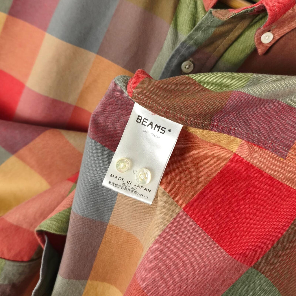 BEAMS PLUS Men's Made in Japan Multicoloured Check Shirt