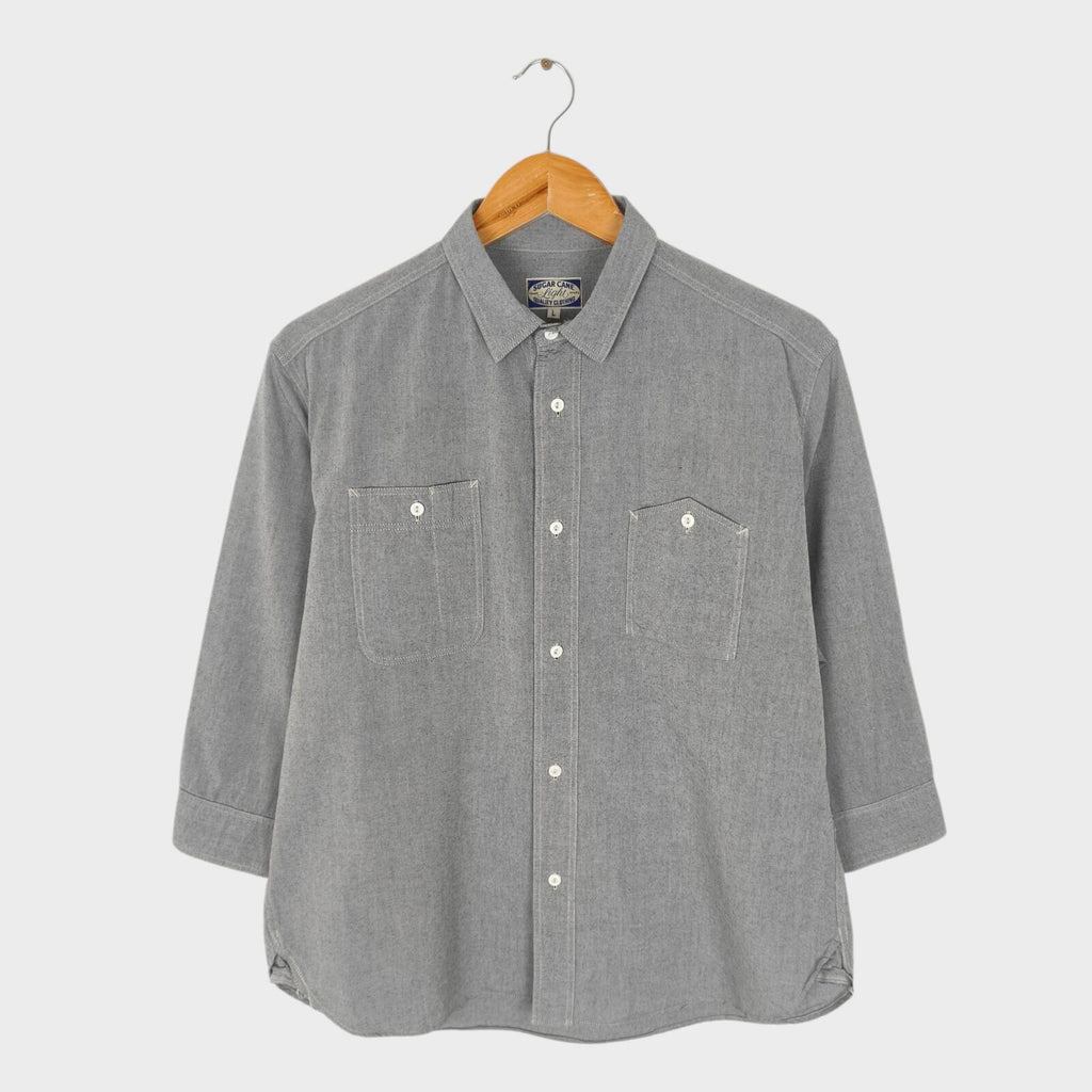 SUGAR CANE Men's Made in Japan 3/4 Sleeve Grey Shirt