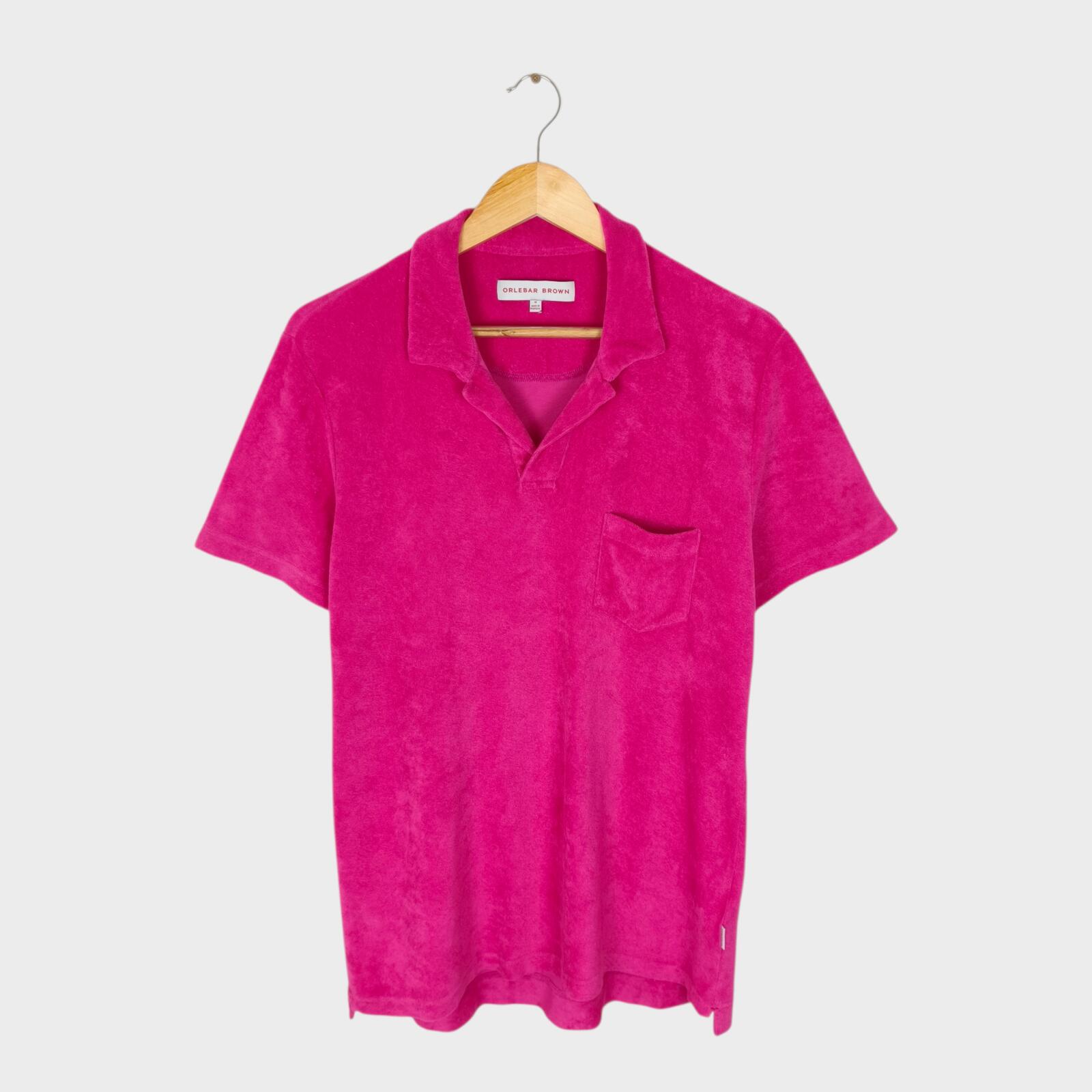 ORLEBAR BROWN Men's Hot Pink Terry Towelling Polo Shirt