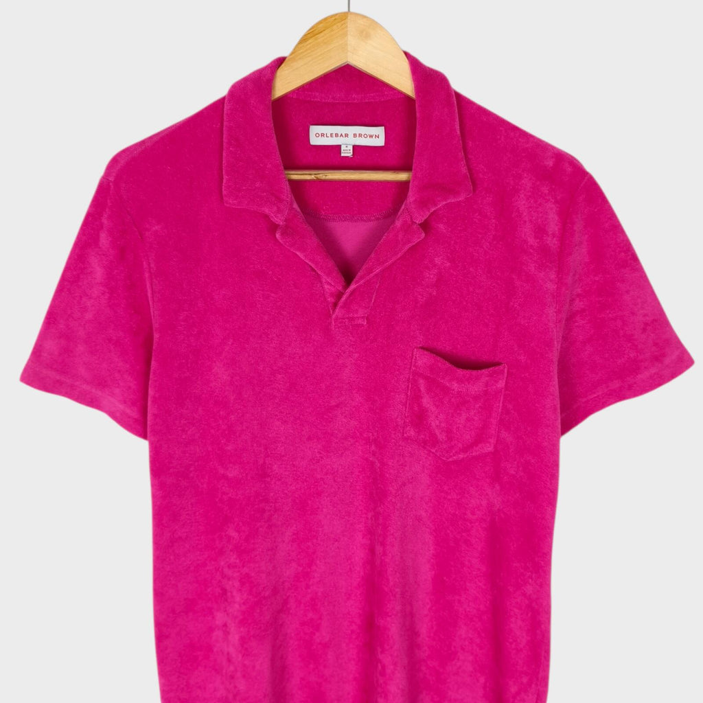 ORLEBAR BROWN Men's Hot Pink Terry Towelling Polo Shirt