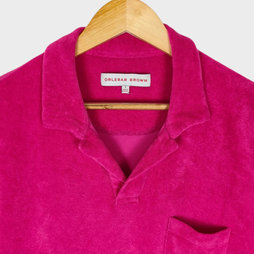 ORLEBAR BROWN Men's Hot Pink Terry Towelling Polo Shirt