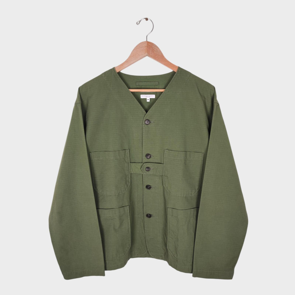 ENGINEERED GARMENTS Men's Green Made in USA Ripstop Cotton Cardigan Jacket