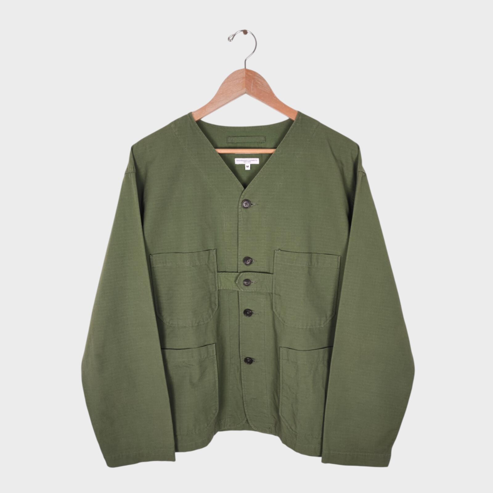 ENGINEERED GARMENTS Men's Green Made in USA Ripstop Cotton Cardigan Jacket