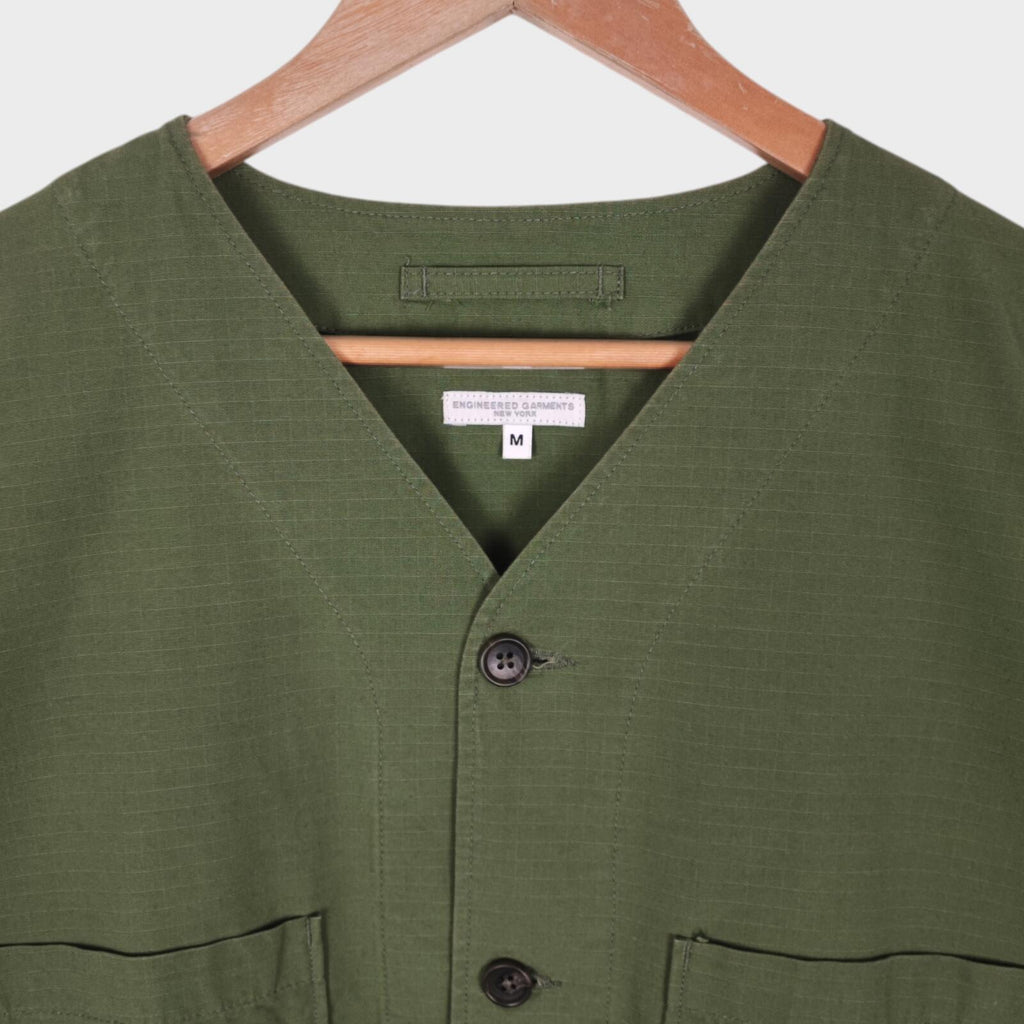 ENGINEERED GARMENTS Men's Green Made in USA Ripstop Cotton Cardigan Jacket
