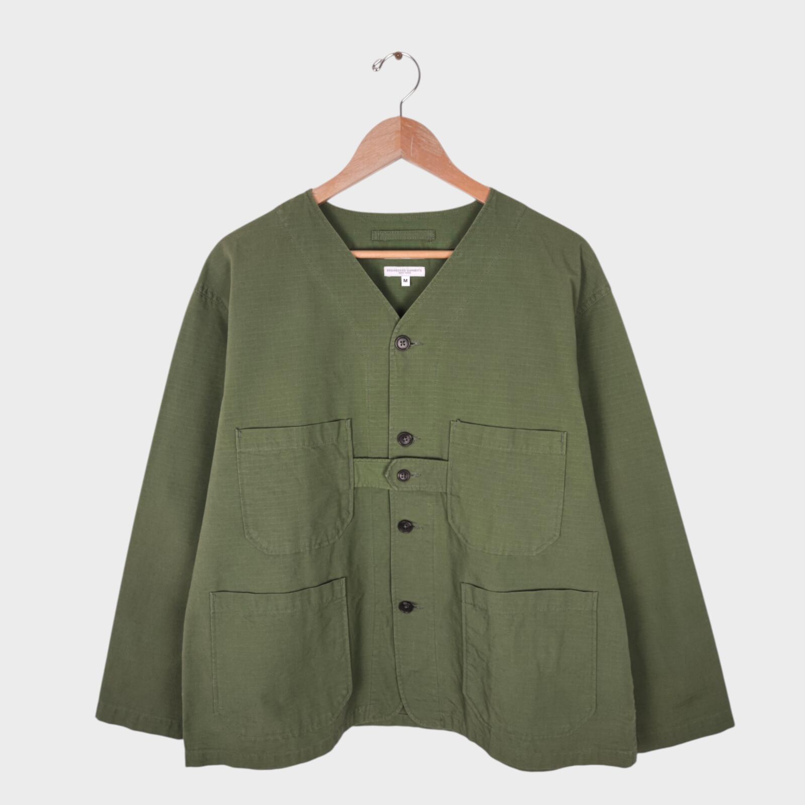 ENGINEERED GARMENTS Men's Green Made in USA Ripstop Cotton Cardigan Jacket