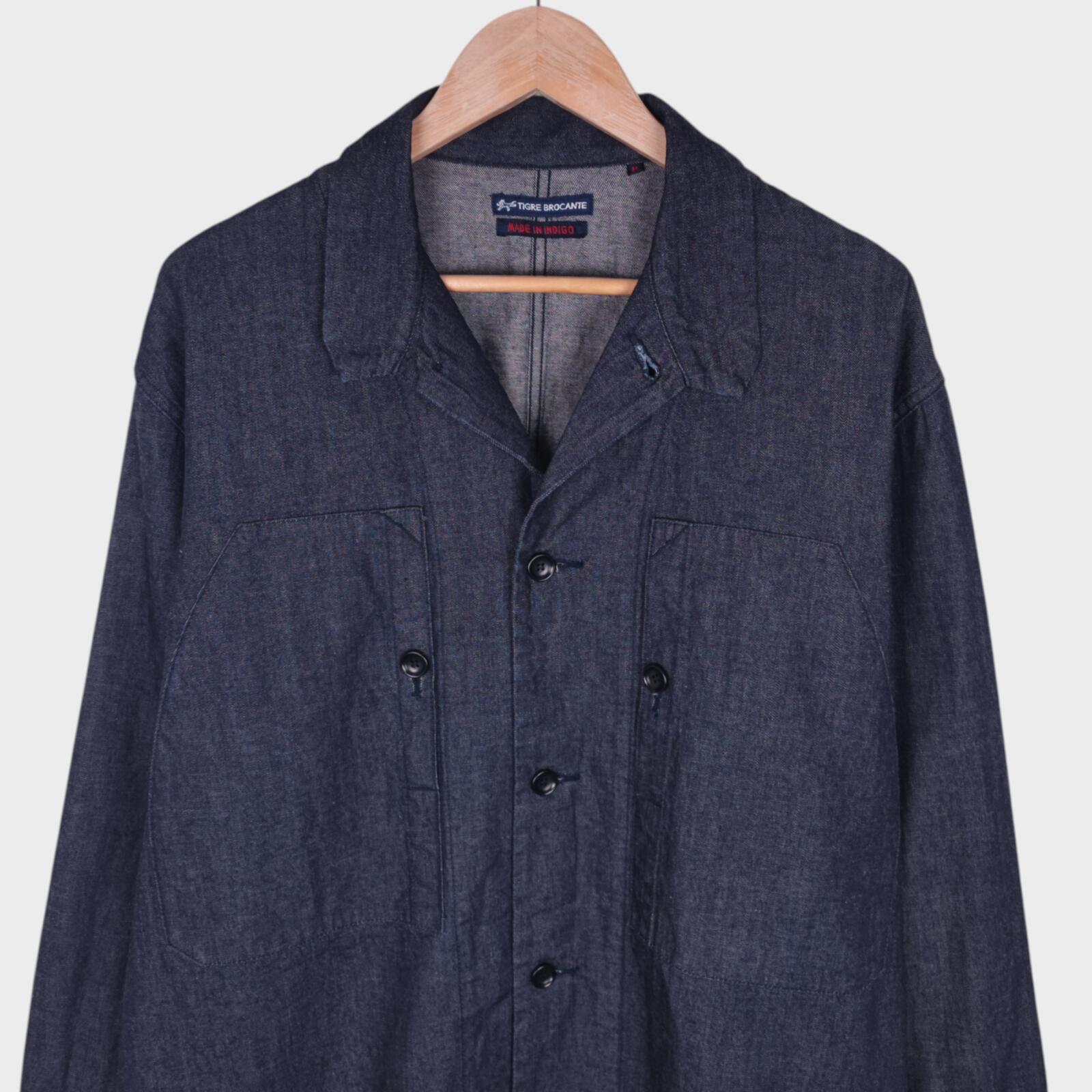 TIGRE BROCANTE Men's Made in Japan Relaxed Fit Denim Utility Jacket