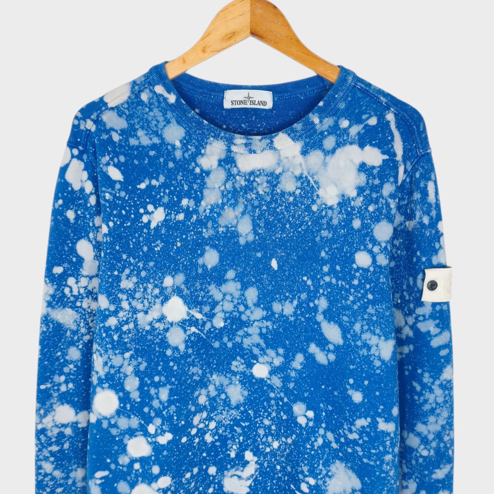 STONE ISLAND Men's Blue Custom Acid Dye Compass Badge Sweatshirt