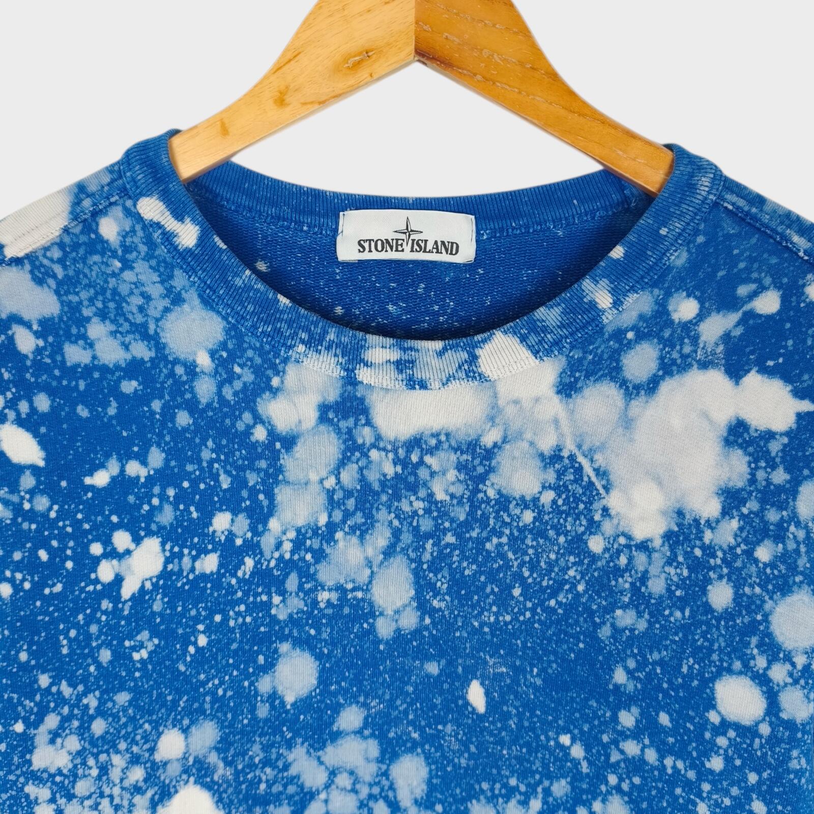 STONE ISLAND Men's Blue Custom Acid Dye Compass Badge Sweatshirt
