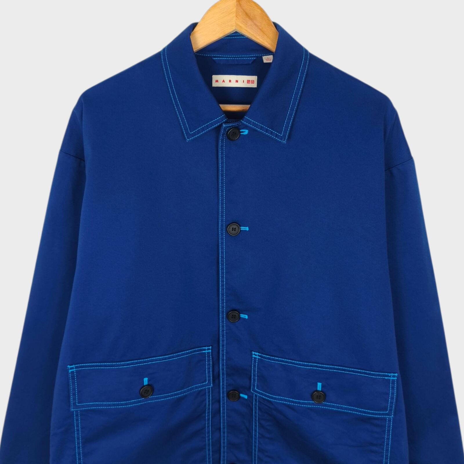 MARNI x UNIQLO Men's Blue Cotton Twill Utility Chore Jacket