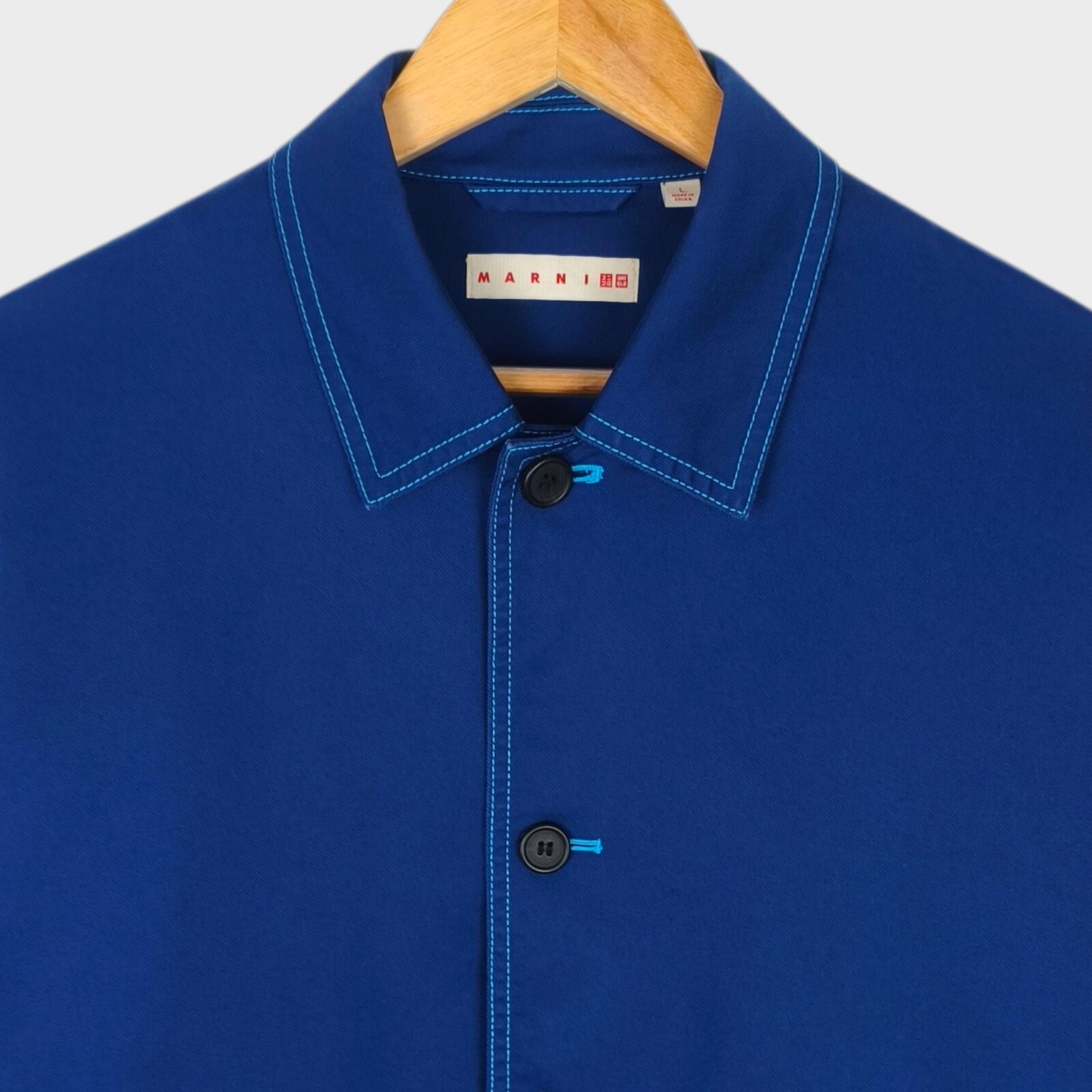 MARNI x UNIQLO Men's Blue Cotton Twill Utility Chore Jacket
