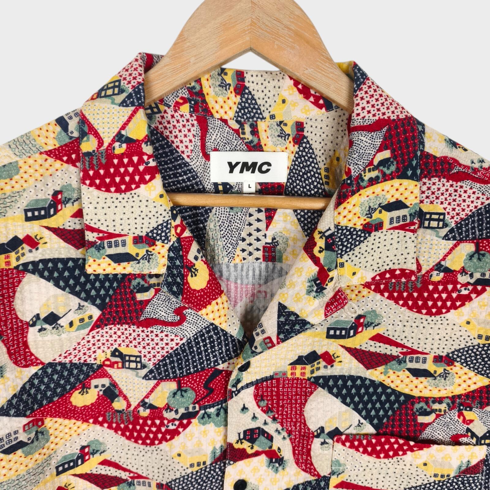 YMC You Must Create Men's Malick Seersucker Commune Print Shirt