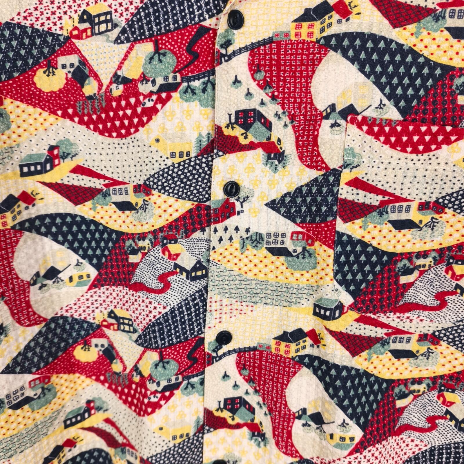 YMC You Must Create Men's Malick Seersucker Commune Print Shirt