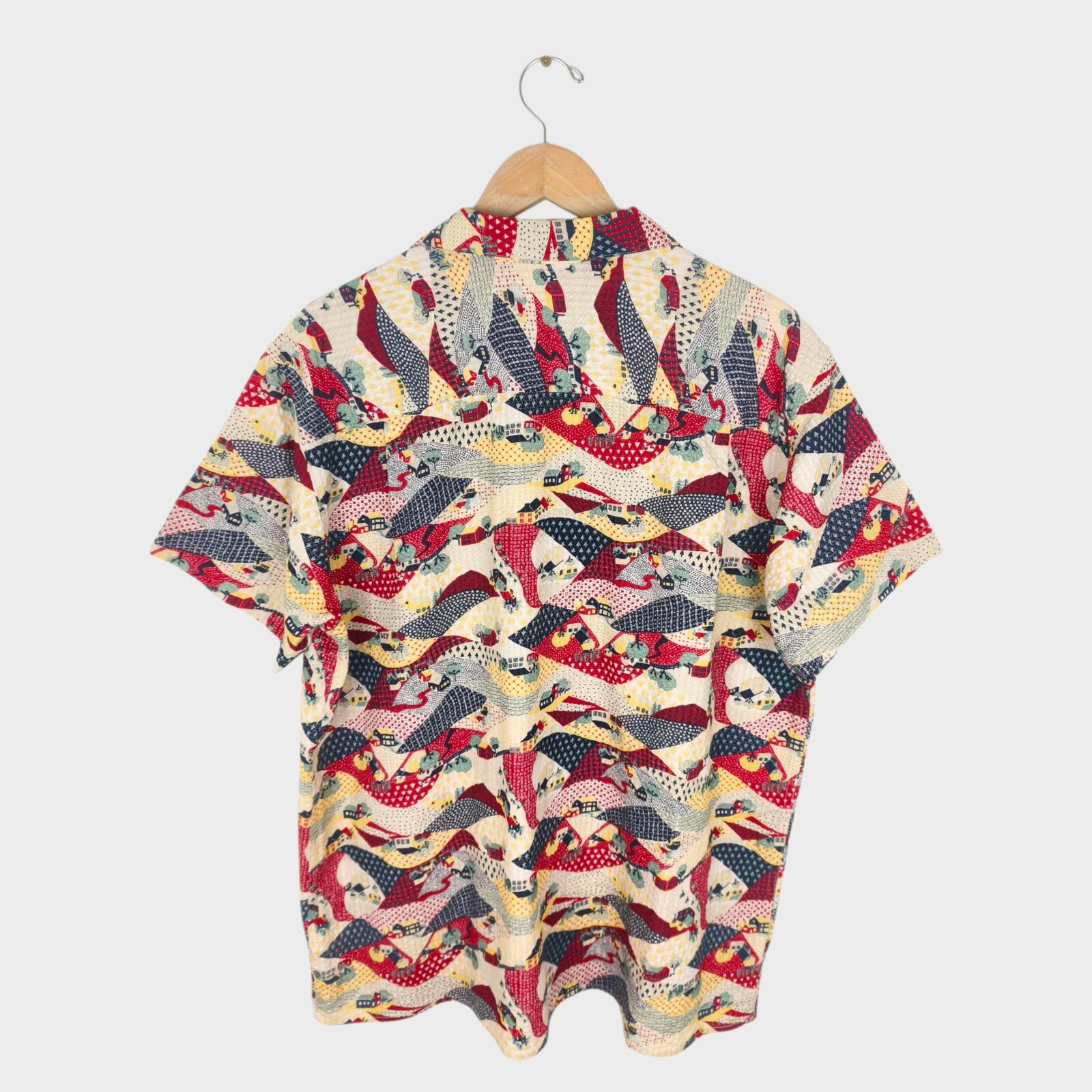 YMC You Must Create Men's Malick Seersucker Commune Print Shirt