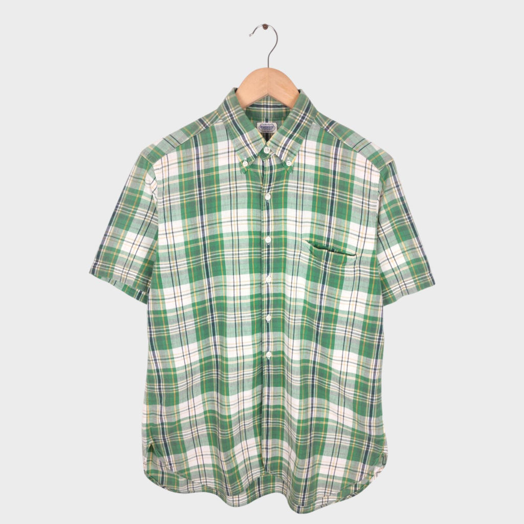 WAREHOUSE & CO. Men's Made in Japan Checked Oxford Cotton Short Sleeved Shirt