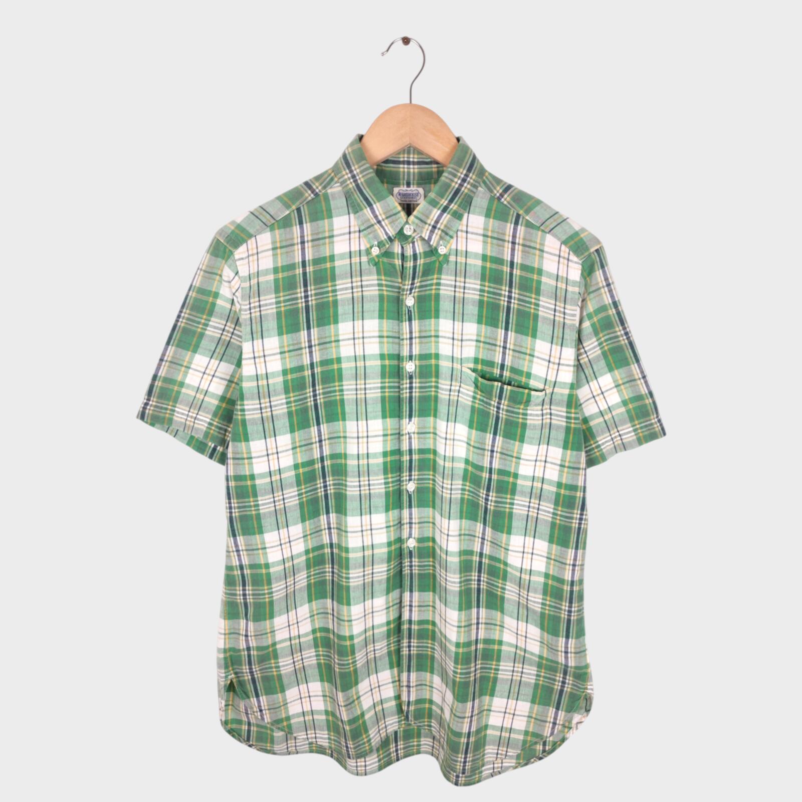 WAREHOUSE & CO. Men's Made in Japan Checked Oxford Cotton Short Sleeved Shirt