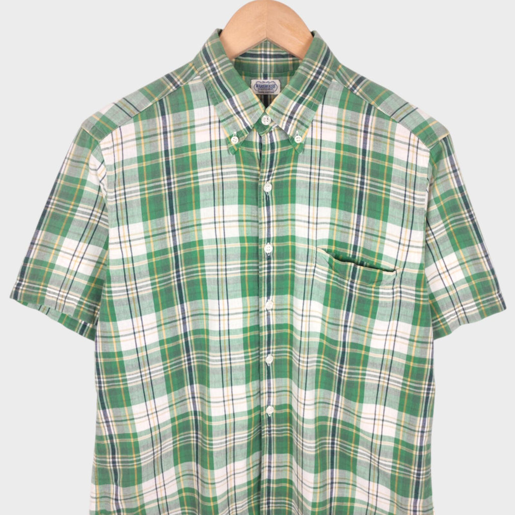 WAREHOUSE & CO. Men's Made in Japan Checked Oxford Cotton Short Sleeved Shirt