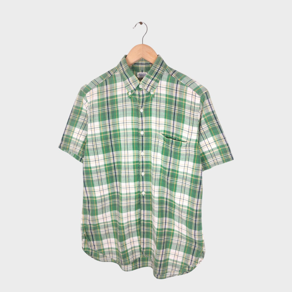 WAREHOUSE & CO. Men's Made in Japan Checked Oxford Cotton Short Sleeved Shirt