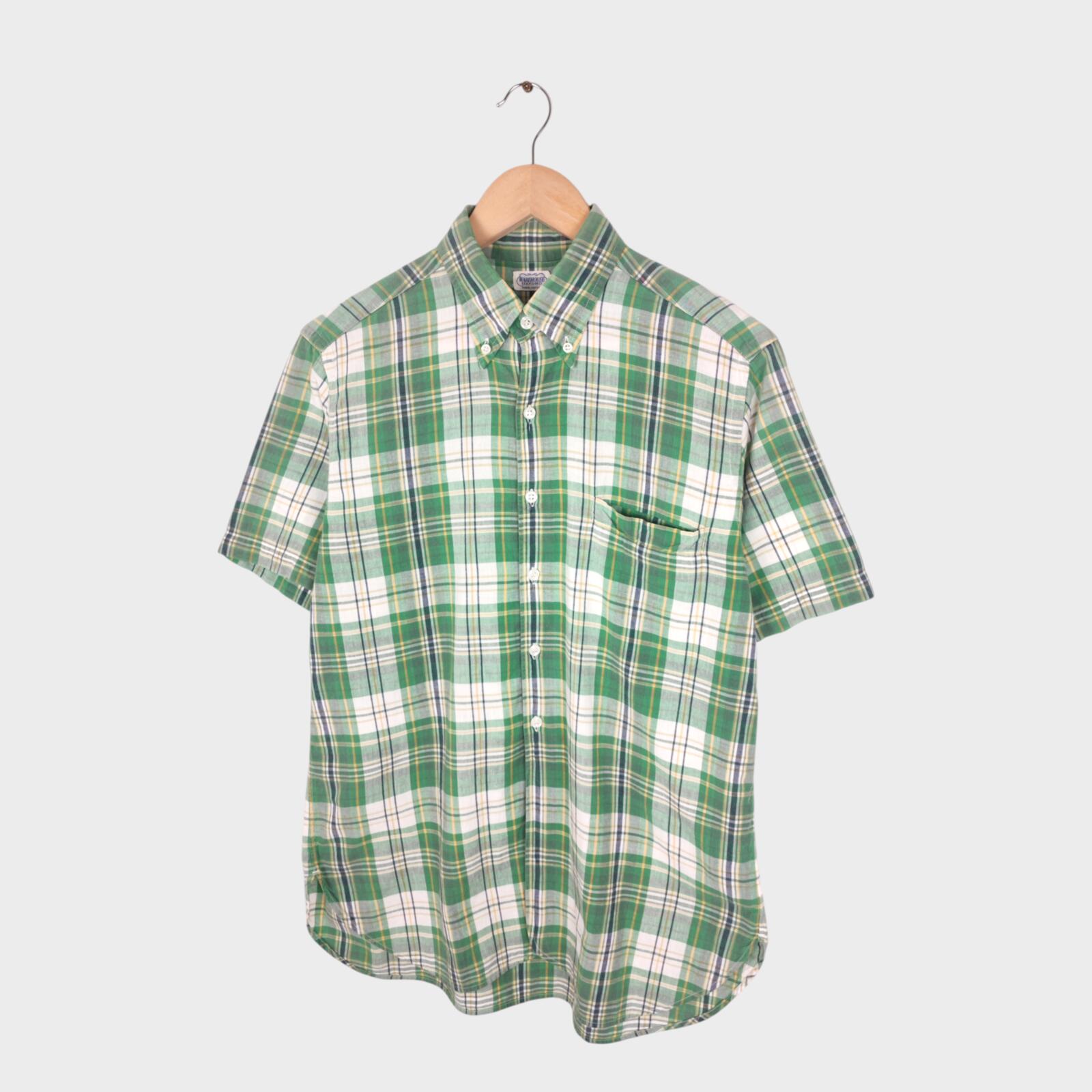 WAREHOUSE & CO. Men's Made in Japan Checked Oxford Cotton Short Sleeved Shirt