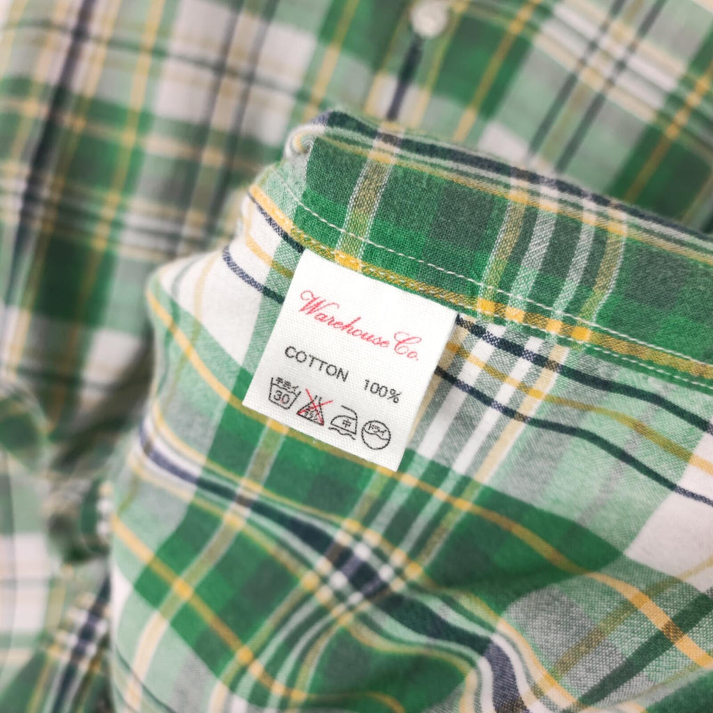 WAREHOUSE & CO. Men's Made in Japan Checked Oxford Cotton Short Sleeved Shirt