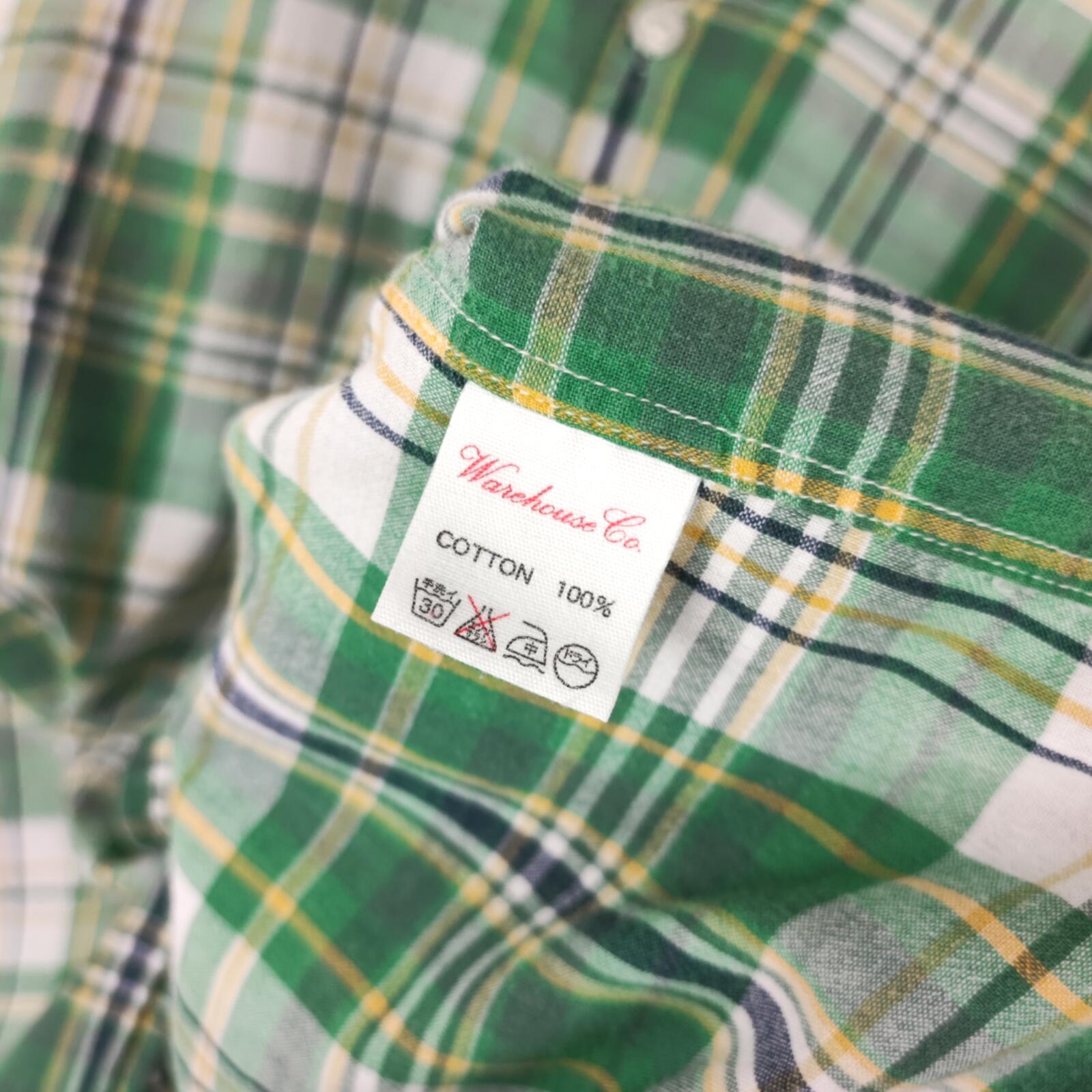 WAREHOUSE & CO. Men's Made in Japan Checked Oxford Cotton Short Sleeved Shirt