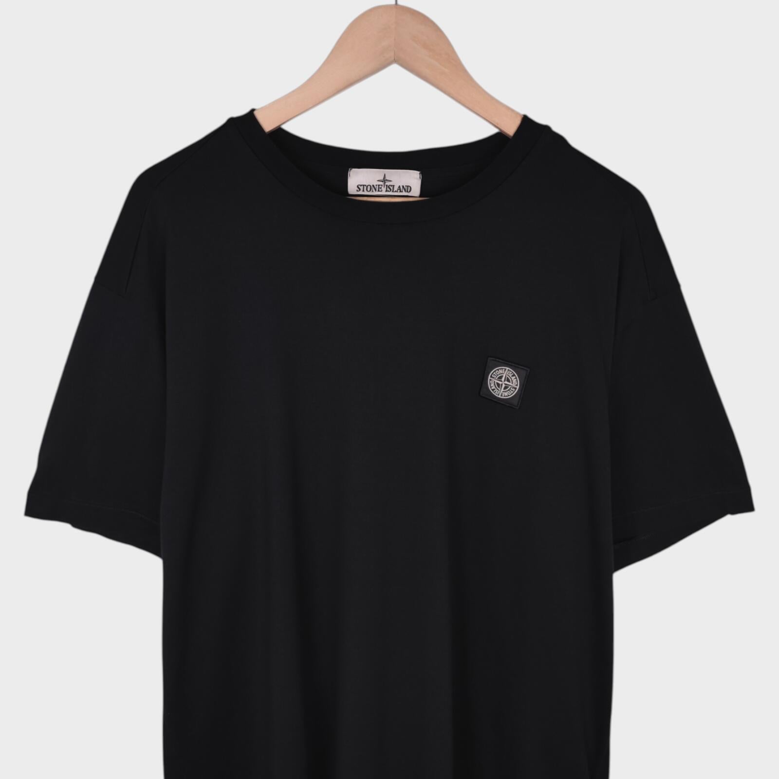STONE ISLAND Men's Black Embroidered Badge T-Shirt