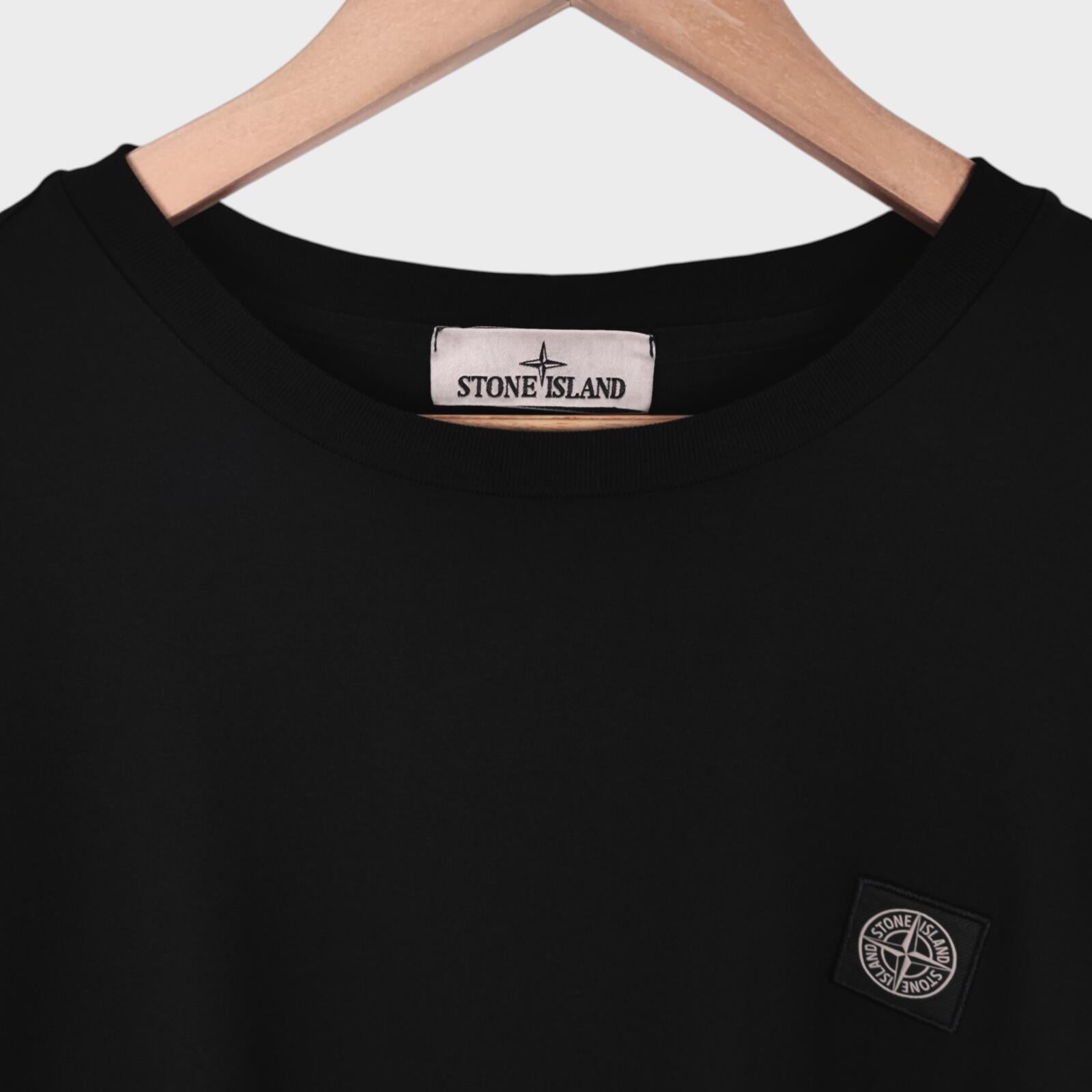STONE ISLAND Men's Black Embroidered Badge T-Shirt