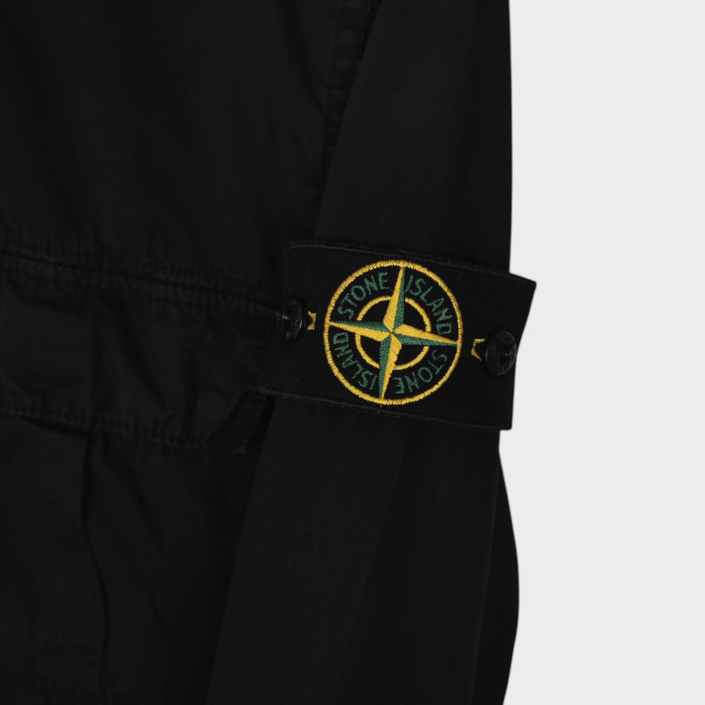 STONE ISLAND Men's Black Garment Dyed Zip Overshirt Jacket