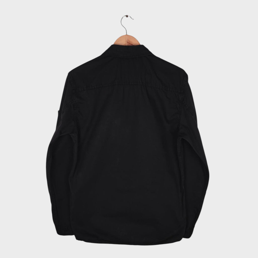 STONE ISLAND Men's Black Garment Dyed Zip Overshirt Jacket