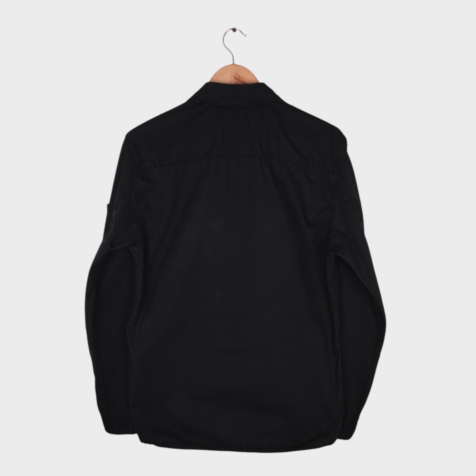STONE ISLAND Men's Black Garment Dyed Zip Overshirt Jacket