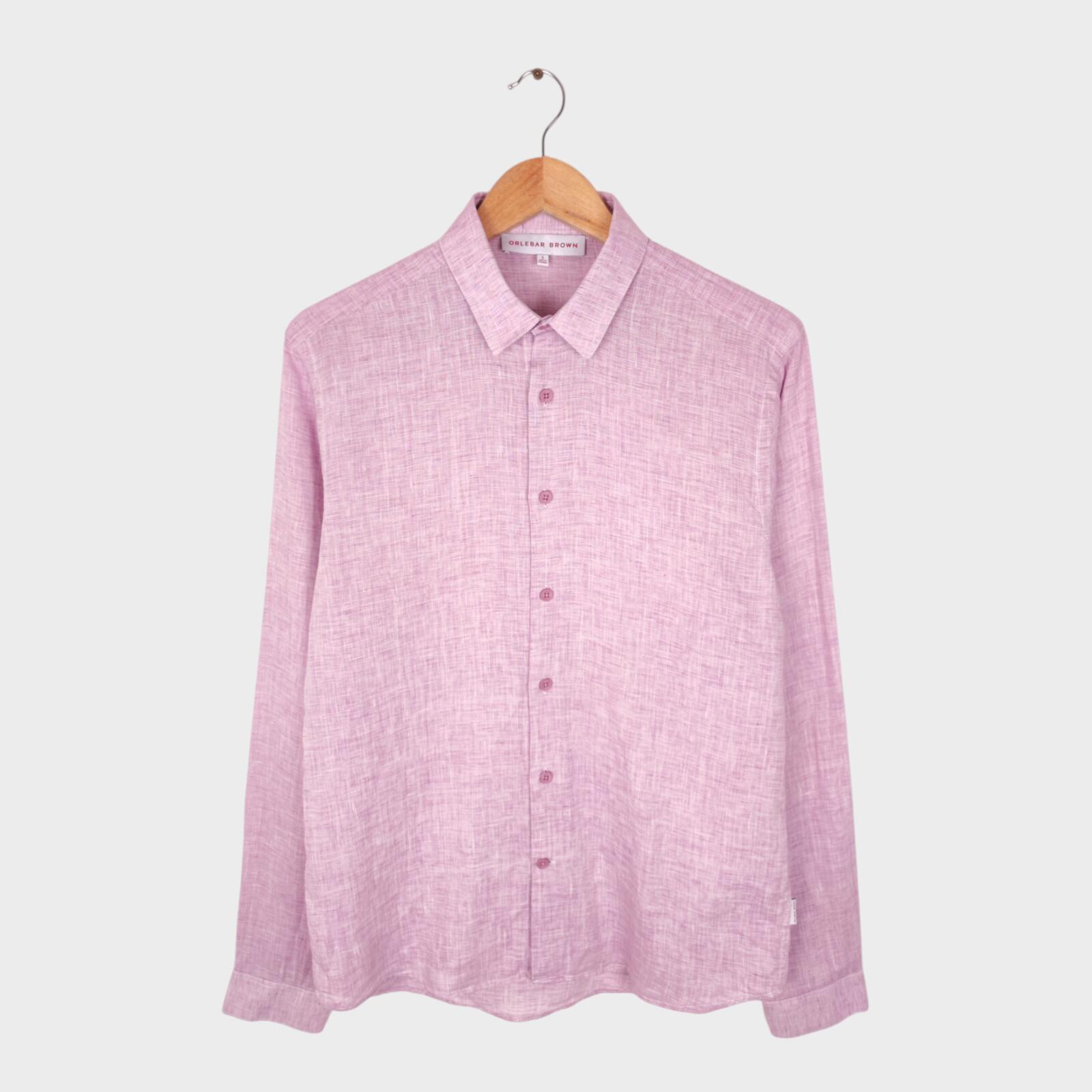 ORLEBAR BROWN Men's Purple 100% Linen Shirt