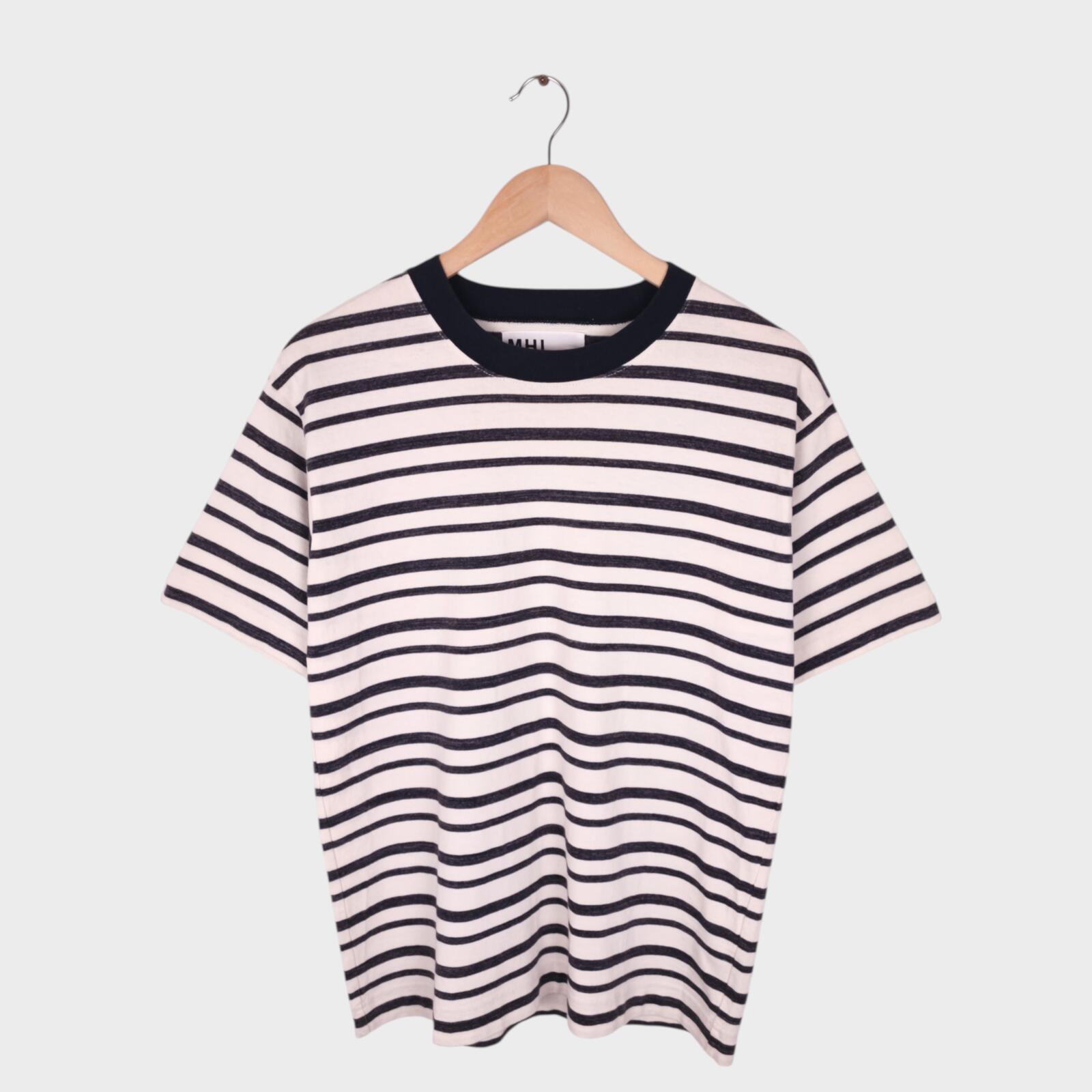 MHL MARGARET HOWELL Men's Made in Japan Striped Heavy Cotton T-Shirt