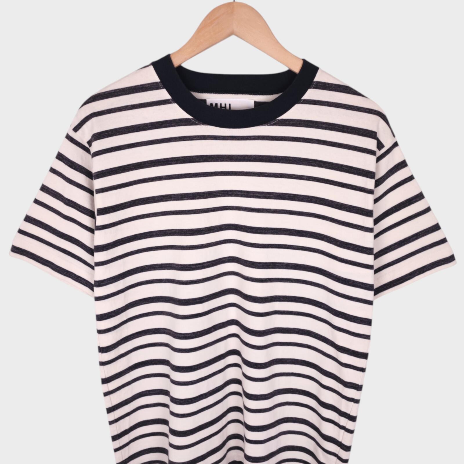 MHL MARGARET HOWELL Men's Made in Japan Striped Heavy Cotton T-Shirt