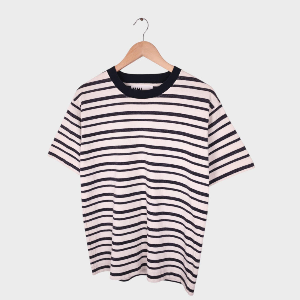 MHL MARGARET HOWELL Men's Made in Japan Striped Heavy Cotton T-Shirt