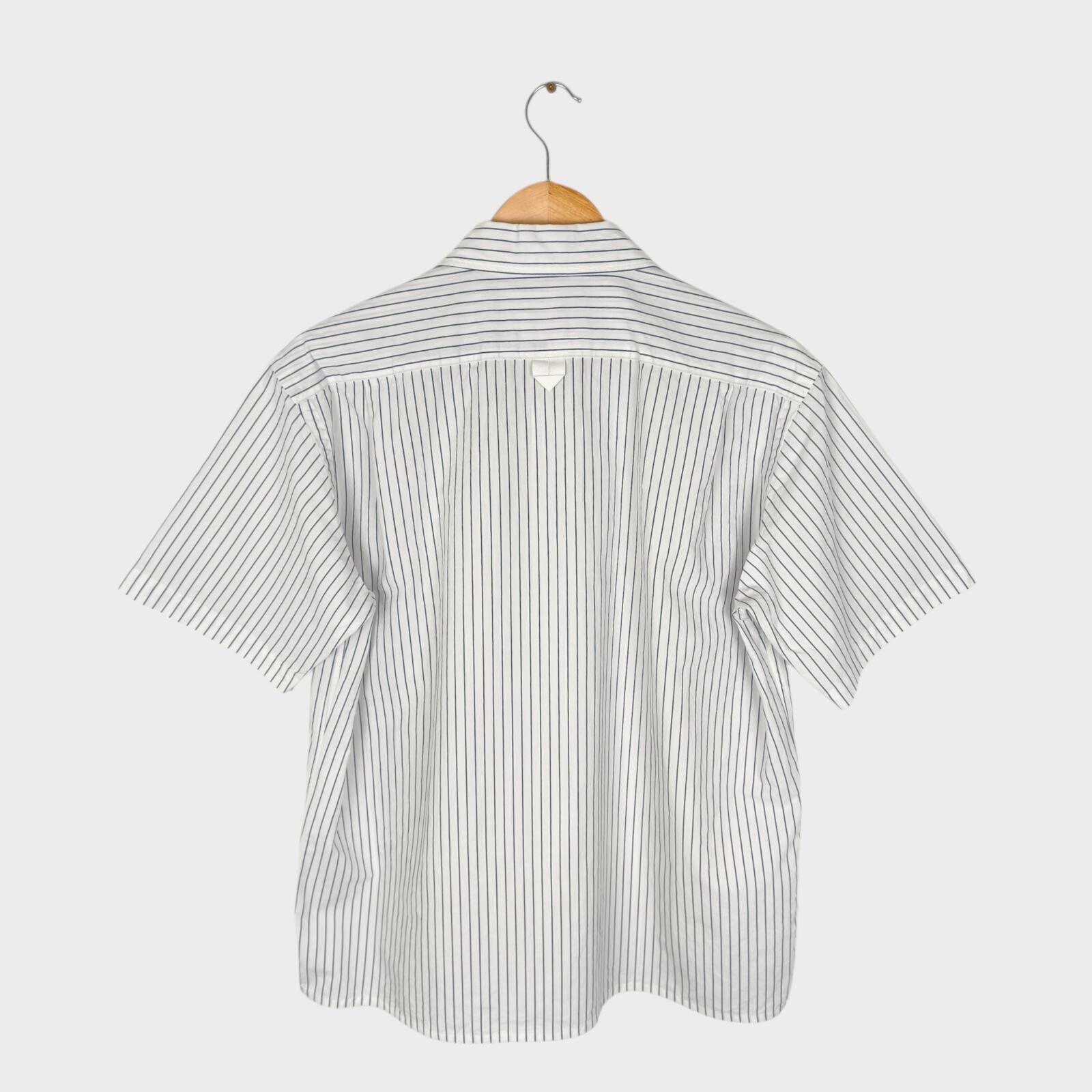 MHL MARGARET HOWELL Men's Short Sleeved Striped Cotton/Linen Shirt