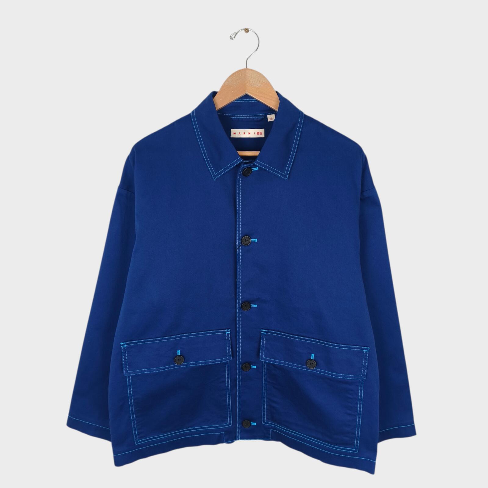 MARNI x UNIQLO Men's Blue Cotton Twill Utility Chore Jacket