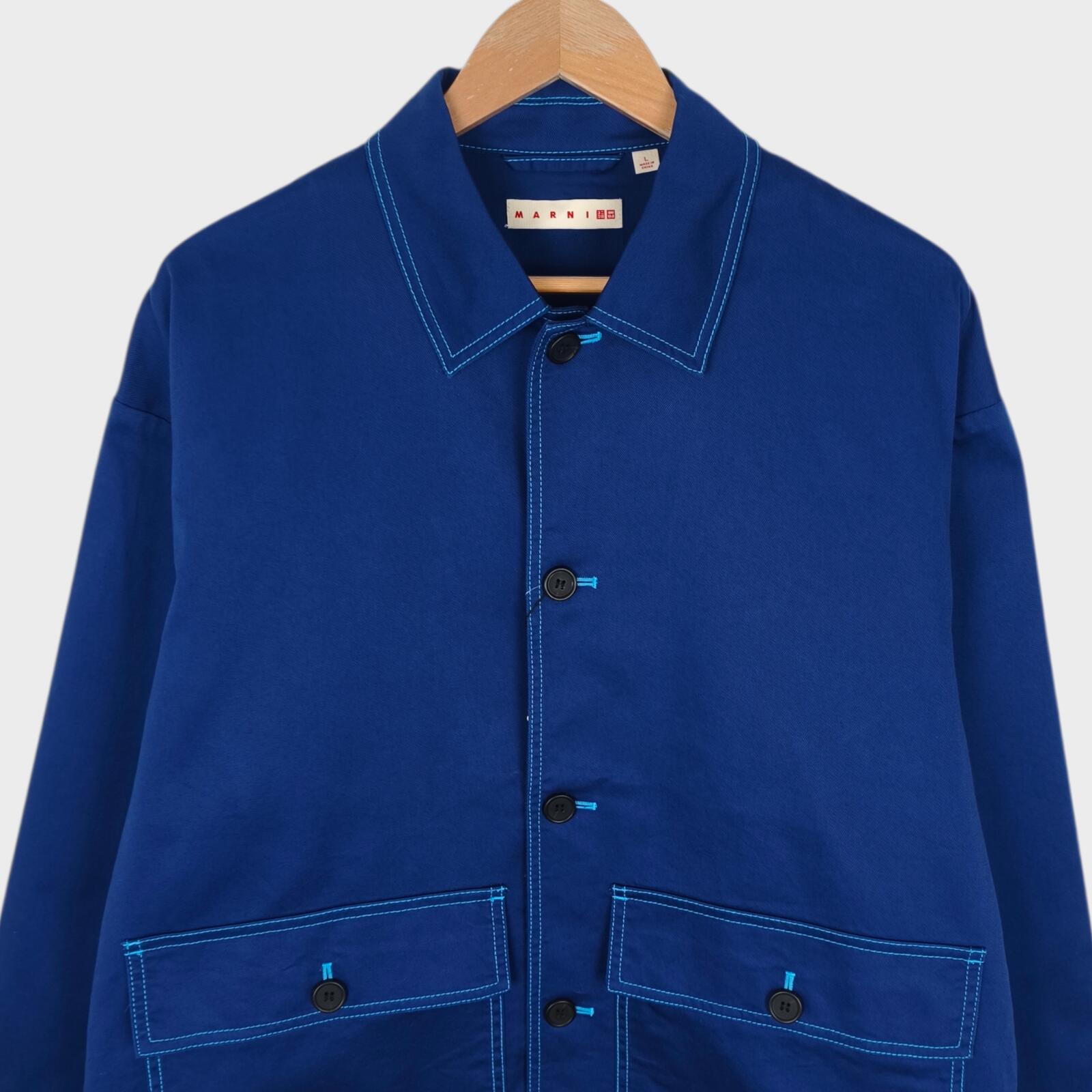 MARNI x UNIQLO Men's Blue Cotton Twill Utility Chore Jacket